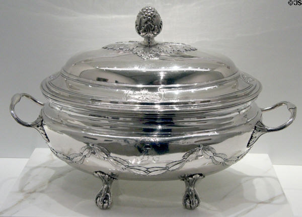Silver tureen of Hertel de Rouville family (1793-4) by Laurent Amiot of Quebec, Quebec at National Gallery of Canada. Ottawa, ON.