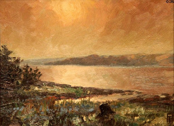 Evening, Lake Scugog painting on board (1911) by Tom Thompson at Tom Thompson Art Gallery. Owen Sound, ON.