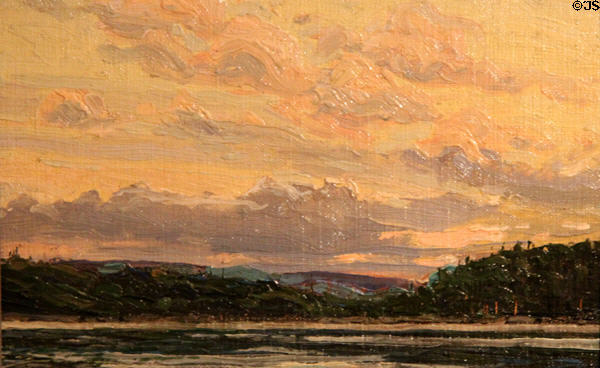 Northland Sunsets painting on board (1912-3) by Tom Thompson at Tom Thompson Art Gallery. Owen Sound, ON.