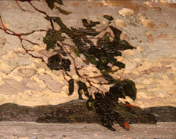 Algonquin Lake painting on board (1915) by Tom Thompson at Tom Thompson Art Gallery. Owen Sound, ON.