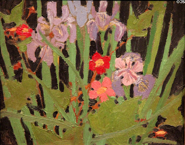 Wild Flowers painting on board (1915) by Tom Thompson at Tom Thompson Art Gallery. Owen Sound, ON.