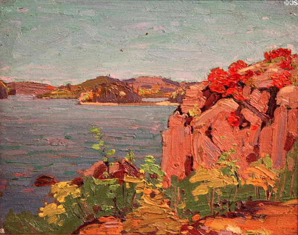 Spring Lake, Algonquin Park painting on board (1916) by Tom Thompson at Tom Thompson Art Gallery. Owen Sound, ON.