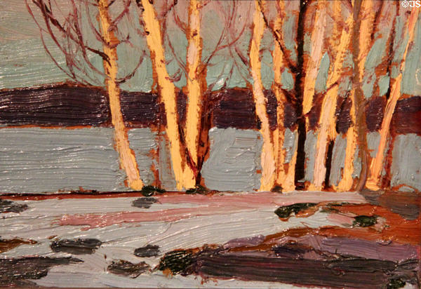 Birches painting on board (1916) by Tom Thompson at Tom Thompson Art Gallery. Owen Sound, ON.