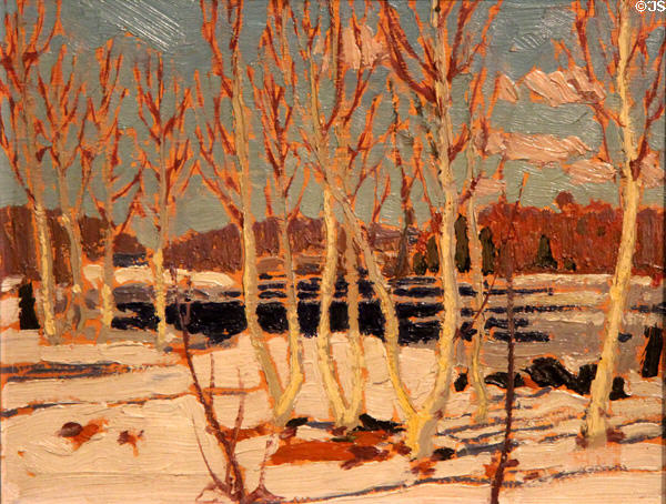 April in Algonquin Park painting on board (1917) by Tom Thompson at Tom Thompson Art Gallery. Owen Sound, ON.