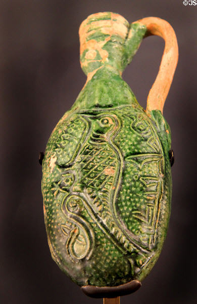 Earthenware ewer with bird design (9thC) from Iran at Aga Khan Museum. Toronto, ON.