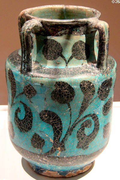 Fritware jar with underglaze slip-painting (14thC-15thC) from Iran at Aga Khan Museum. Toronto, ON.