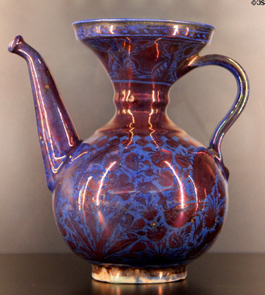 Luster Fritware ewer with painting of cock (17thC) from Iran at Aga Khan Museum. Toronto, ON.
