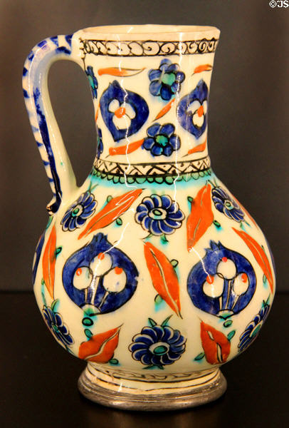 Fritware jug (1550-75) from Iznik, Turkey at Aga Khan Museum. Toronto, ON.