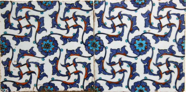 Fritware wall tiles (1560-70) from Iznik, Turkey at Aga Khan Museum. Toronto, ON.