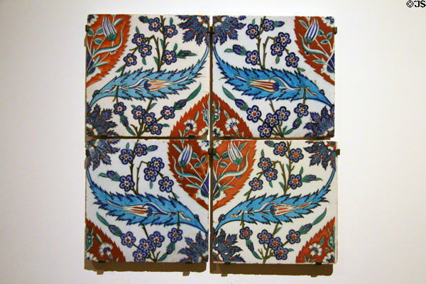 Fritware wall tiles (1580-90) from Iznik, Turkey at Aga Khan Museum. Toronto, ON.