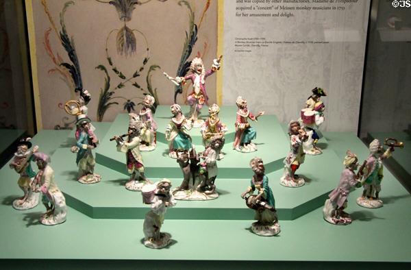 Meissen porcelain monkey band (c1765) modeled by Johann Joachim Kändler & Peter Reinicke at Gardiner Museum. Toronto, ON.