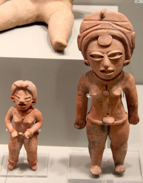 Xochipala-style earthenware standing female figures (1500-1200 BCE) from Guerrero, Mexico at Gardiner Museum. Toronto, ON.