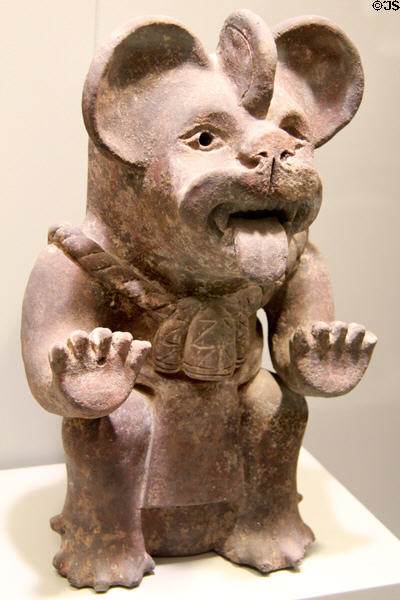 Zapotec-culture earthenware effigy vessel (300-800) from Oaxaca Valley, Mexico at Gardiner Museum. Toronto, ON.