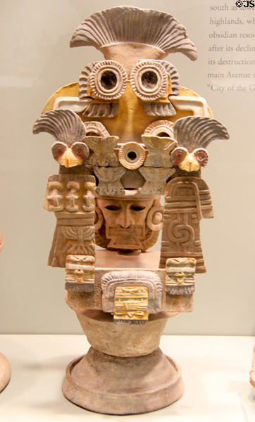 Teotihuacan earthenware incense burner (400-700) from central Mexico at Gardiner Museum. Toronto, ON.