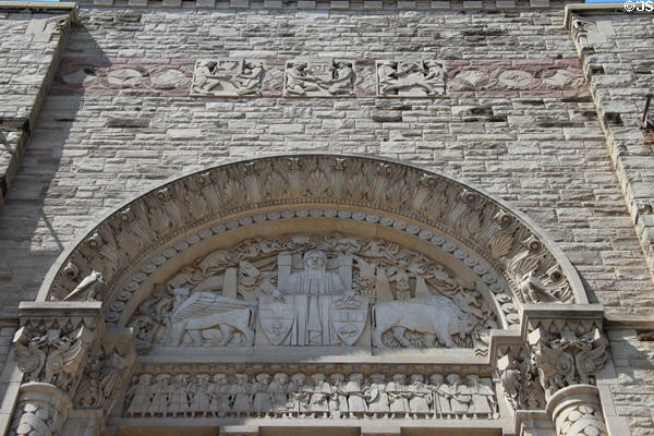 Carvings over Avenue Road portal (1933) to Royal Ontario Museum. Toronto, ON.