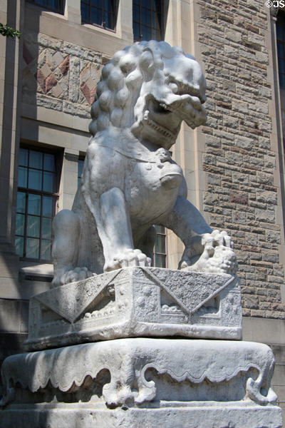 Antique Chinese lion outside Royal Ontario Museum. Toronto, ON.