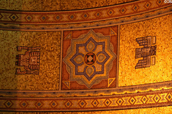 Mosaic ceiling over Avenue Road entrance interior at Royal Ontario Museum. Toronto, ON.