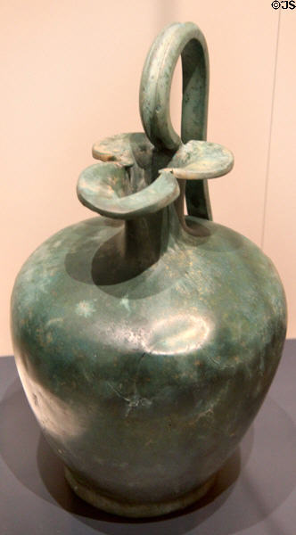 Etruscan bronze trefoil-mouthed Oinochoe wine jug (c300 BCE) at Royal Ontario Museum. Toronto, ON.