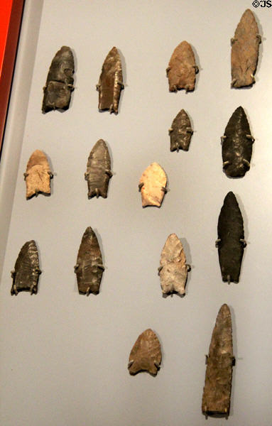 Native arrowheads (9000-6000 BCE) found in Ontario at Royal Ontario Museum. Toronto, ON.