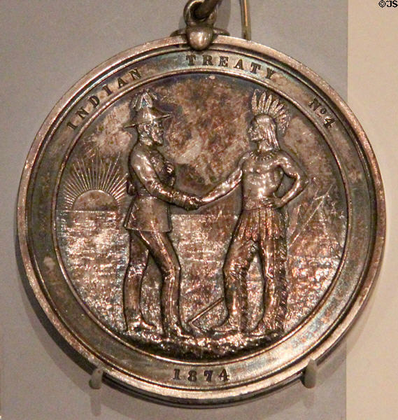 Silver treaty four medal (1874) at Royal Ontario Museum. Toronto, ON.