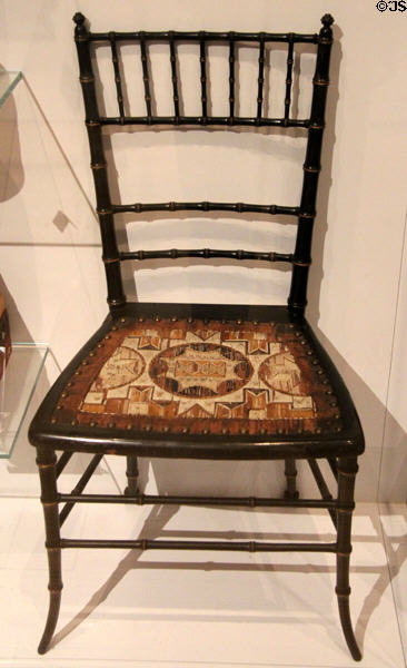 Mi'kmaq porcupine quill chair seat panel (late 19thC) at Royal Ontario Museum. Toronto, ON.