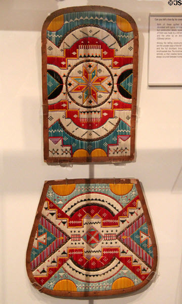 Mi'kmaq porcupine quill chair seat & back panels (mid 19thC) from Atlantic Canada at Royal Ontario Museum. Toronto, ON.