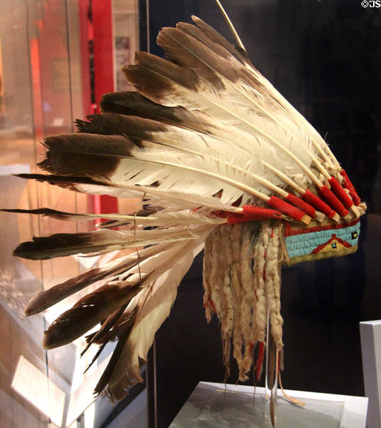 Sitting Bull's eagle feather war bonnet (c1875) in Hunkpapa Lakota style at Royal Ontario Museum. Toronto, ON.