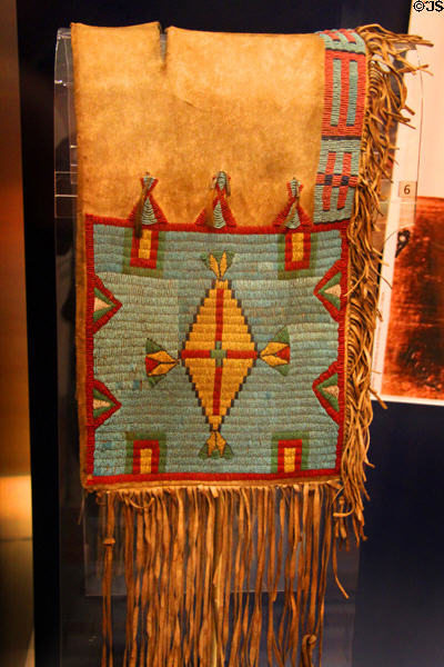 Lakota or Assiniboine beaded hide double saddlebag (c1880) at Royal Ontario Museum. Toronto, ON.