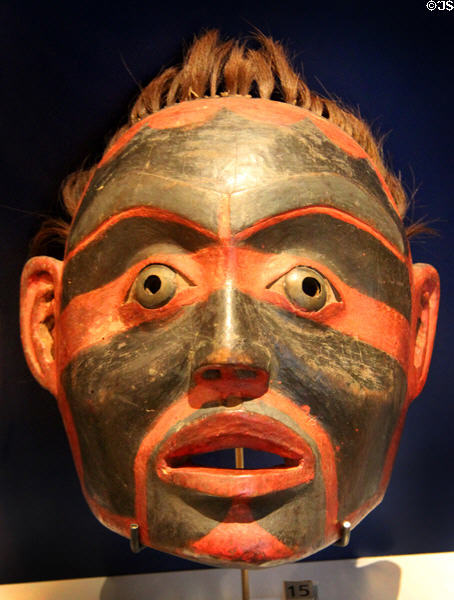 Tsimshian human face mask (19thC) from Skeena River at Royal Ontario Museum. Toronto, ON.