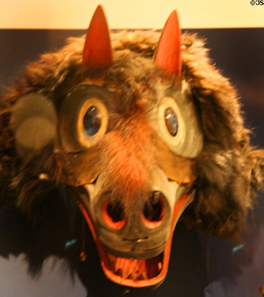 Mask of bear (19th-20th C) from Quatsino, Vancouver Island at Royal Ontario Museum. Toronto, ON.