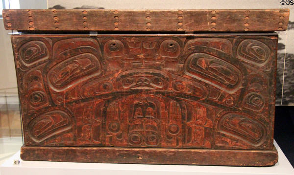 Nisga'a bentwood chest (c1800) from Nass River at Royal Ontario Museum. Toronto, ON.
