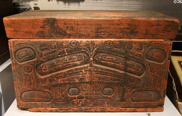 Tlingit or Nisga'a bentwood chest (19thC) from Bella Bella at Royal Ontario Museum. Toronto, ON.