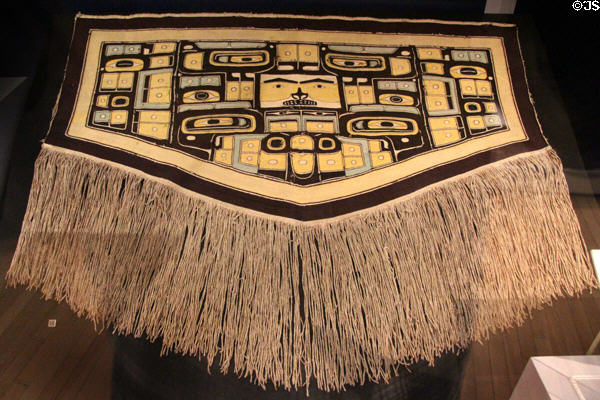 Northern Tlingit blanket (19thC) from Chilkat River, Alaska at Royal Ontario Museum. Toronto, ON.