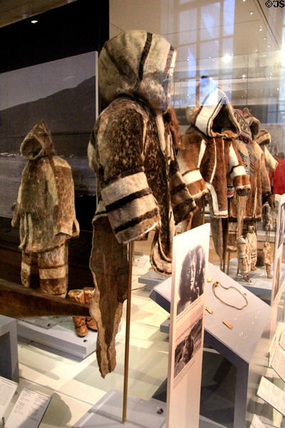 Inuit woman's outer parkas (1910-14) from Hudson Bay at Royal Ontario Museum. Toronto, ON.
