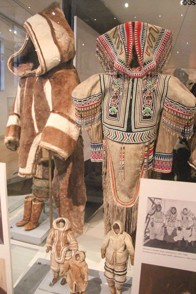 Inuit woman's outer parkas (c1914) from Baffin Island at Royal Ontario Museum. Toronto, ON.