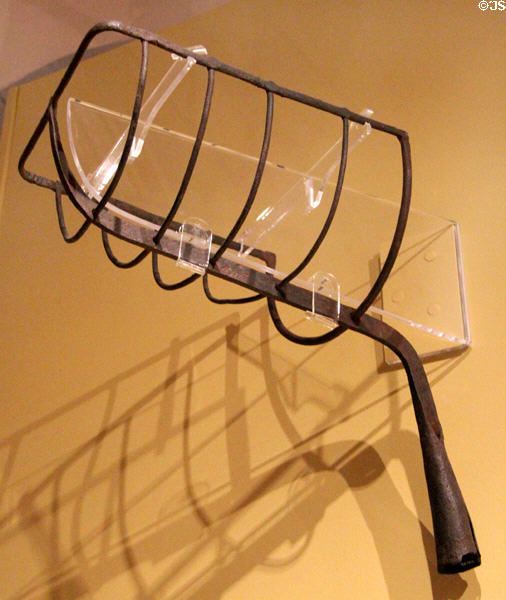Great Lakes native iron rack for holding jacklighting fire for fishing (19th-20thC) at Royal Ontario Museum. Toronto, ON.