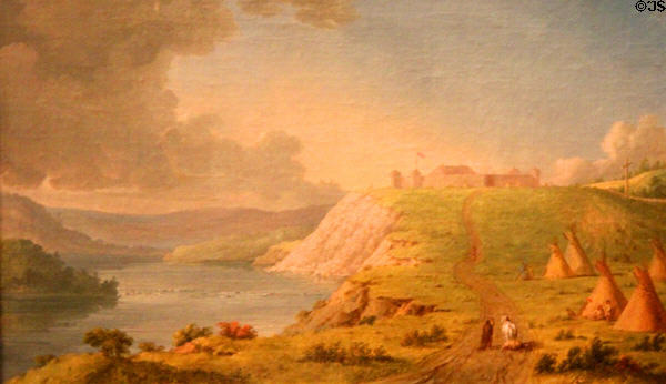 Fort Edmonton painting (1848-56) by Paul Kane at Royal Ontario Museum. Toronto, ON.
