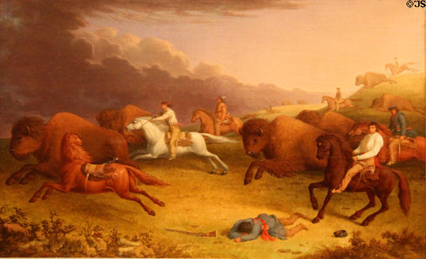 Métis Running Buffalo painting (1848-56) by Paul Kane at Royal Ontario Museum. Toronto, ON.