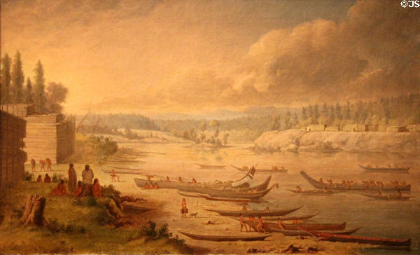 The Esquimalt Indian Village painting (1848-56) by Paul Kane at Royal Ontario Museum. Toronto, ON.