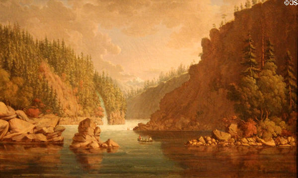 Hudson's Bay Company Brigade passes Rapid of the Dead on Upper Columbia River painting (1849-56) by Paul Kane at Royal Ontario Museum. Toronto, ON.