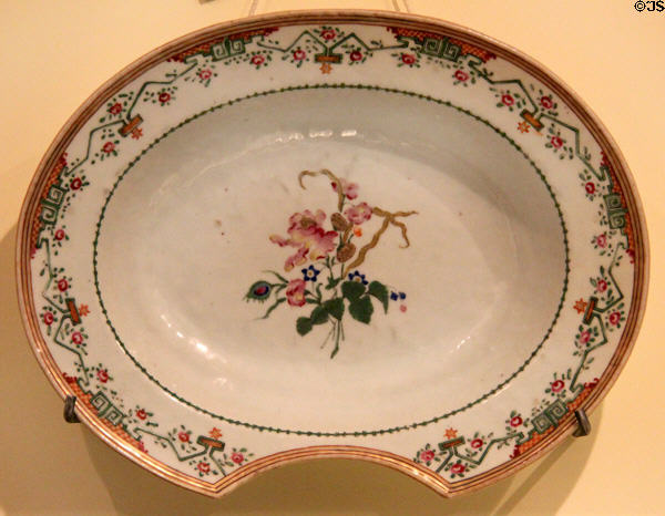 Chinese import porcelain shaving dish (1750-1800) at Royal Ontario Museum. Toronto, ON.