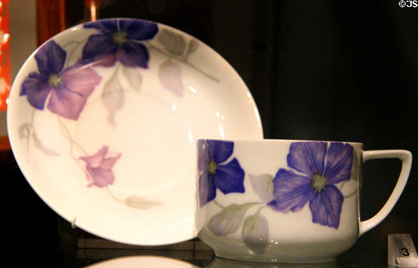 Porcelain cup & saucer in Donatello shape (c1905) by Phillip Rosenthal made by Rosenthal & Co. of Kronack, Bavaria at Royal Ontario Museum. Toronto, ON.