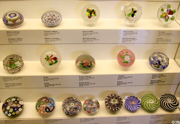 Collection of glass paperweights (19thC) from France at Royal Ontario Museum. Toronto, ON.