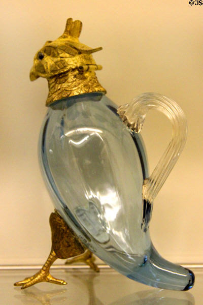 Bird perfume bottle with metal fixings (1880-90) probably English at Royal Ontario Museum. Toronto, ON.