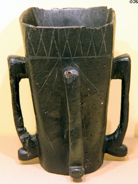 Pine mether Irish mead communal cup (1450-1650) at Royal Ontario Museum. Toronto, ON.