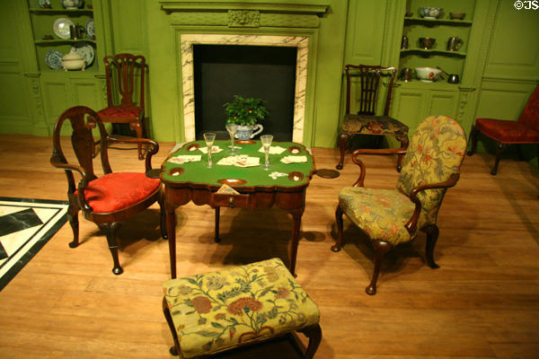 An English parlor (c1750) with card table at Royal Ontario Museum. Toronto, ON.