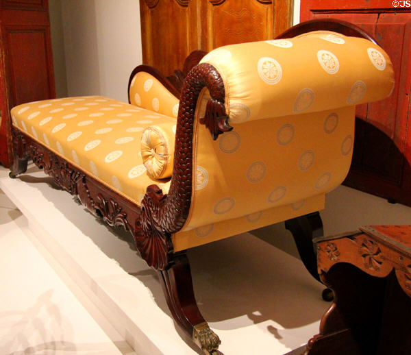 Récamier sofa (c1830-45) from Quebec at Royal Ontario Museum. Toronto, ON.