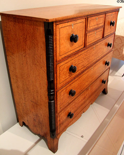 Chest of drawers (c1820-30) from Saint John, NB at Royal Ontario Museum. Toronto, ON.