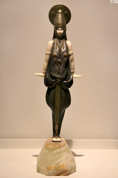 Art Deco bronze, marble & ivory sculpture of woman in oriental dress (1920s) from France at Royal Ontario Museum. Toronto, ON.