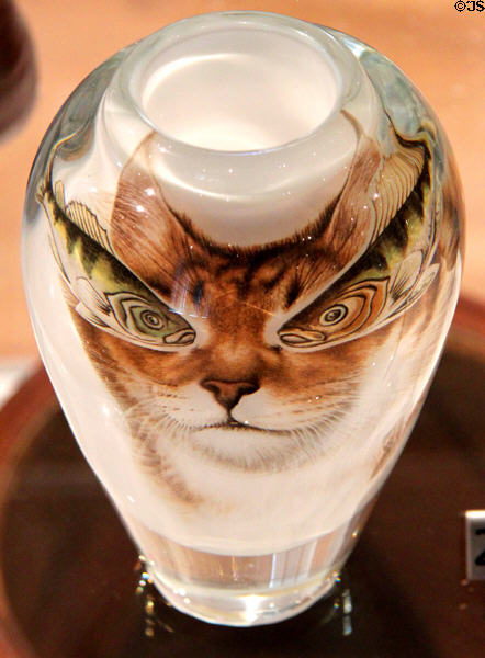 Glass cat vase (c1980) by Toan Klein at Royal Ontario Museum. Toronto, ON.